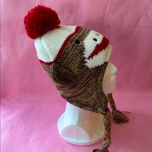 Vintage multicolored knitted hat with lining